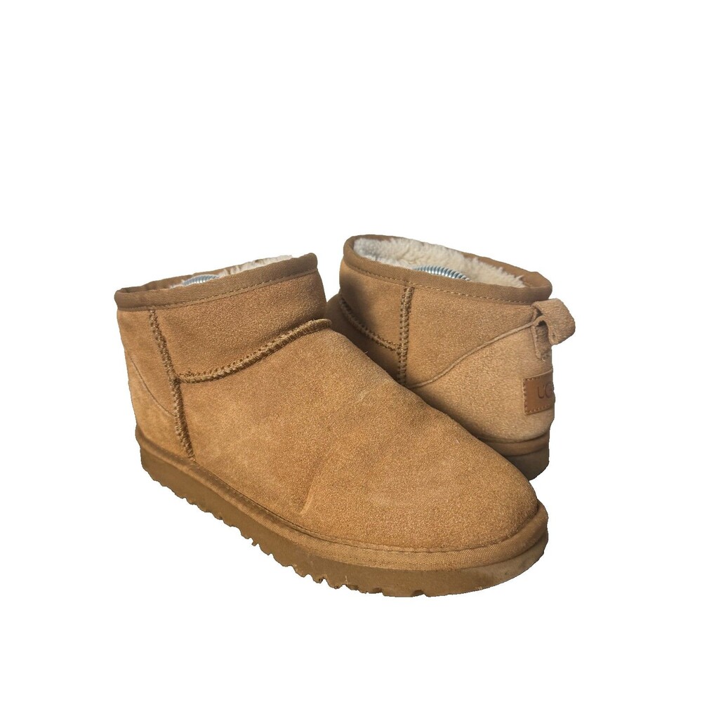 UGG Chestnut Suede Sheepskin Ankle Boots Short Classic Womens Size 7